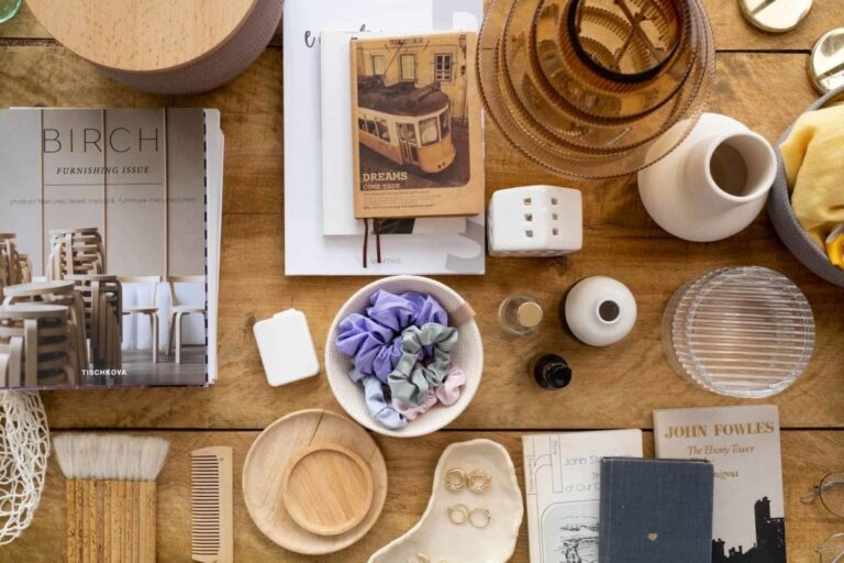 white ceramic plate on brown wooden table